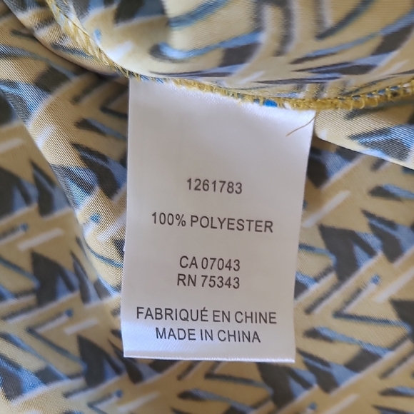 House of Harlow 1960 Gold & Blue Geometric Print Satin Blouse - Size XS - Picture 6 of 8